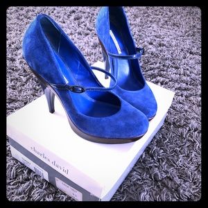 charles david - BLUE suede - mary janes